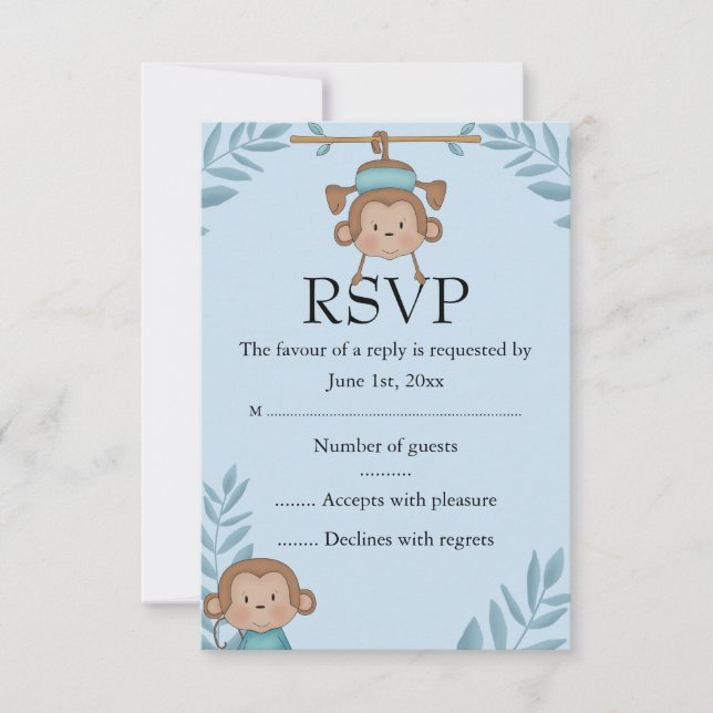 Blue Monkey RSVP Card (Front)