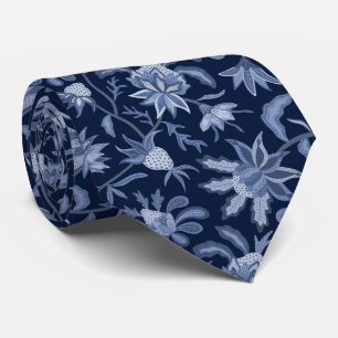 Blue monochromatic chintz tie