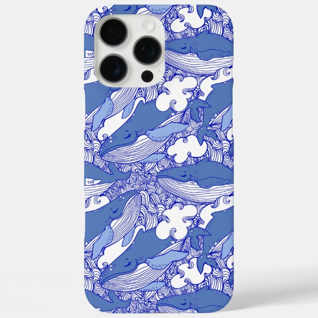 Blue Monochromatic Humpback Whale Case-Mate iPhone Case (Back)