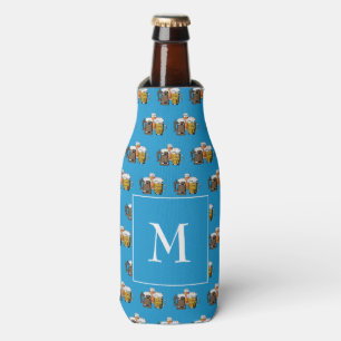 Blue Monogram Beer Bottle Cooler