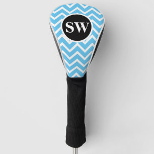 Blue monogram chevron pattern mens fathers golf head cover