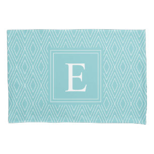 Blue Monogram Diamond Pattern Pillowcase