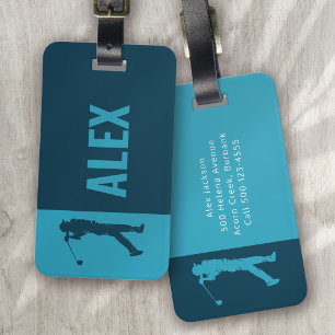 Blue Monogram Golfer Luggage Tag