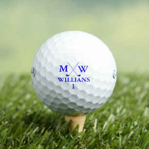 Blue Monogram (golfer name & initials)  Golf Balls