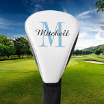 Blue Monogram Initial and Name Personalized Golf Head Cover<br><div class="desc">Custom printed golf head cover personalized with your name and monogram initial or other custom text. Use the design tools to choose any background colour,  edit fonts and colours or upload your own photos to create a unique one of a kind gift for your favourite golfer.</div>