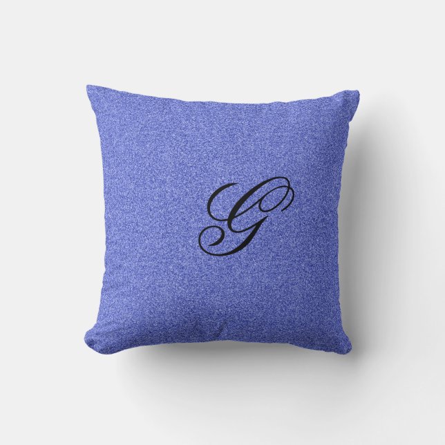 Blue monogram initial throw pillow (Front)