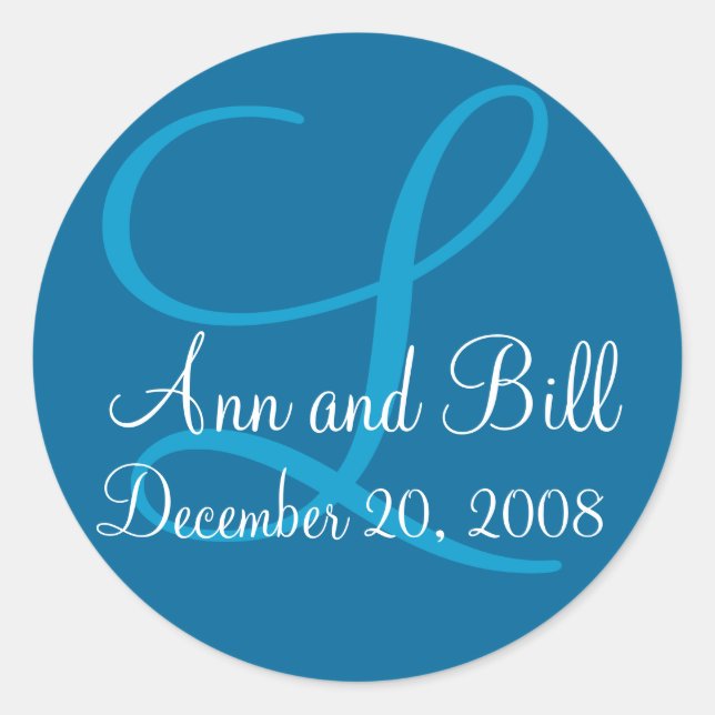 Blue Monogram L, First Names and Date Seal (Front)