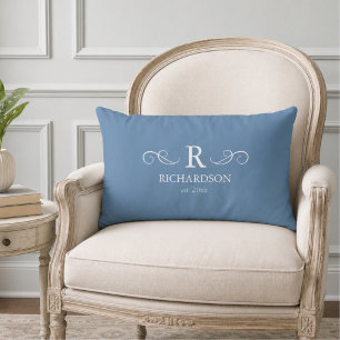 Blue Monogram Lumbar Pillow