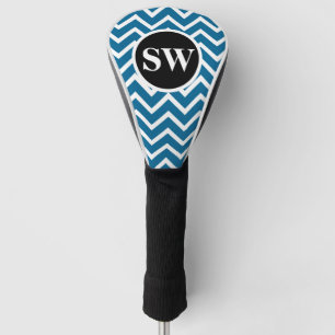 Blue monogram mens chevron pattern initials golf head cover
