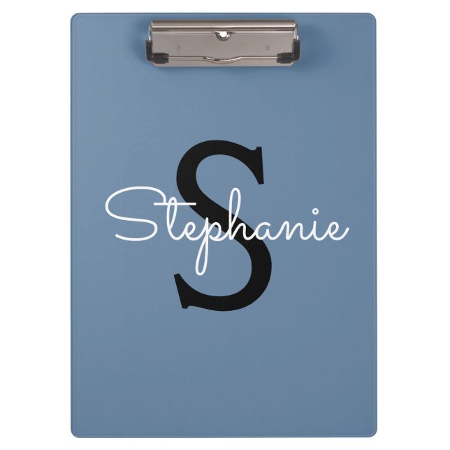 Blue Monogram Name  Clipboard (Front)
