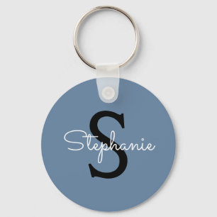 Blue Monogram Name Keychain