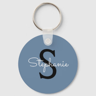 Blue Monogram Name Keychain