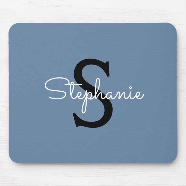 Blue Monogram Name  Mouse Pad (Front)