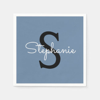 Blue Monogram Name Napkin