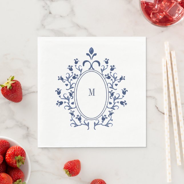 Blue Monogram Napkin (Insitu)