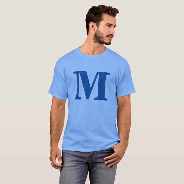 Blue Monogram Own Name Initial T-Shirt (Front Full)