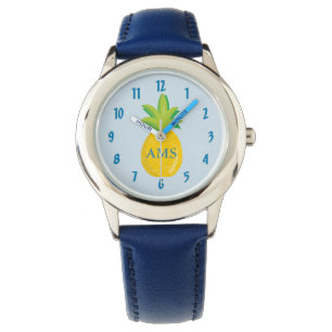 Blue Monogram Pineapple kids Watch