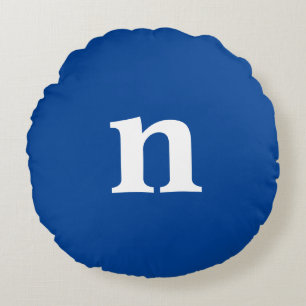 Blue Monogram Round Pillow