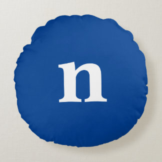 Blue Monogram Round Pillow