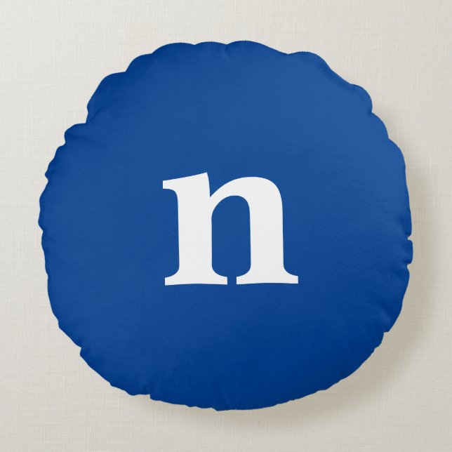 Blue Monogram Round Pillow (Front)