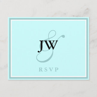Blue Monogram RSVP Card