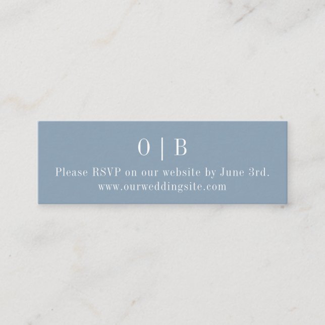 Blue Monogram RSVP Website Mini Enclosure Card (Front)