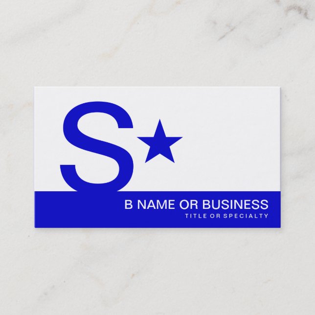 blue monogram star business card (Front)