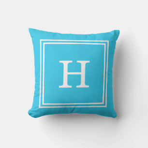 Blue Monogram Throw Pillow