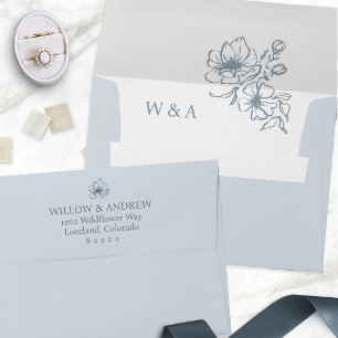 Blue Monogram Wedding envelope