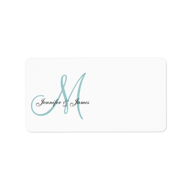 Blue Monogram Wedding Invitation Address Labels (Front)