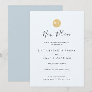 Blue Monogram Wedding New Plan Announcement