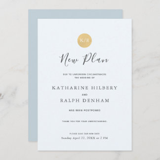 Blue Monogram Wedding New Plan Announcement