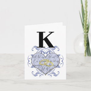 Blue Monogram Wedding Vow Heart Thank You