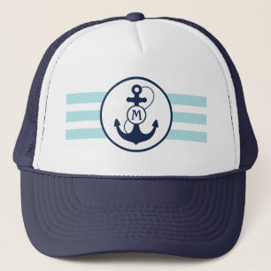 Blue Monogram with Anchor Trucker Hat