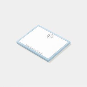 Blue Monogram Wreath Post-it Notes
