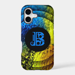 Blue Monogramed B on Gold, Blue and Black
