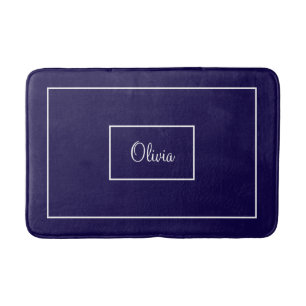 Blue monogrammed  bath mat