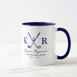 Blue Monogrammed Mug for a Golfer