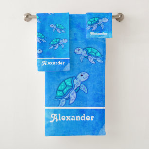 Blue Monogrammed Nom sous la tortue de mer