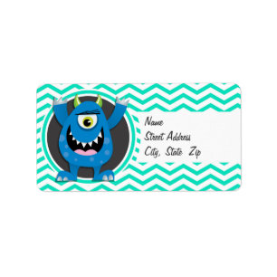 Blue Monster; Aqua Green Chevron Label