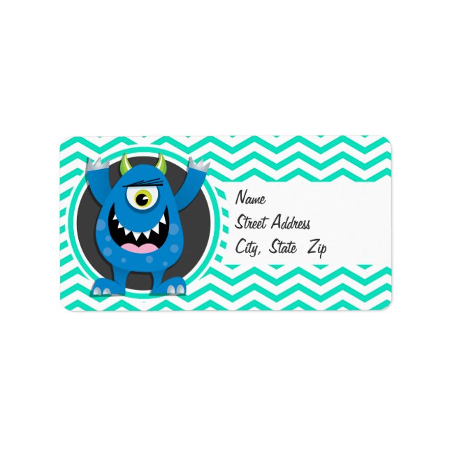 Blue Monster; Aqua Green Chevron Label (Front)