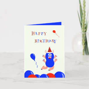 Blue monster holiday card