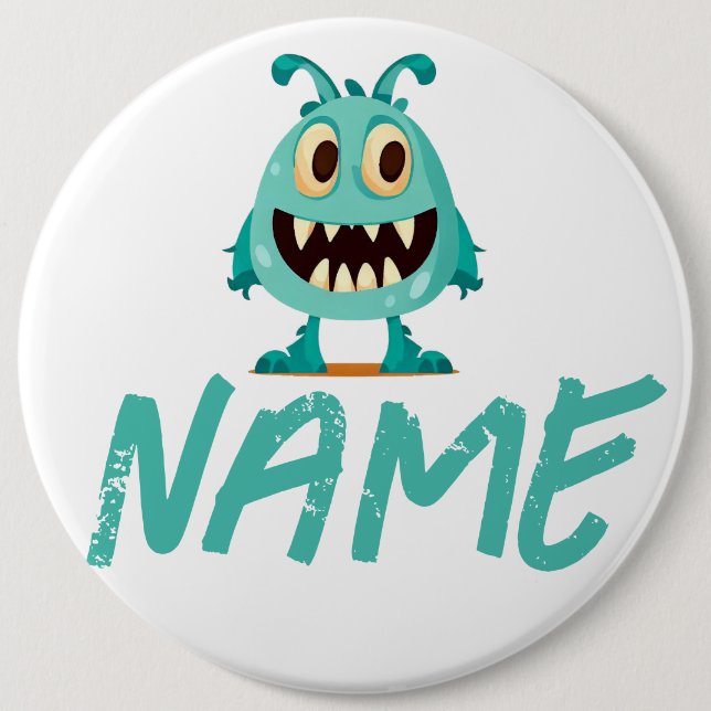 Blue/monster/kid/halloween  6 inch round button (Front)