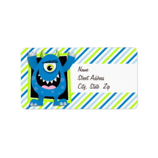 Blue Monster;  Neon Green, White Stripes Label