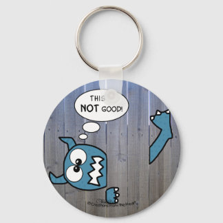 Blue Monster Stuck in Fence Keychain