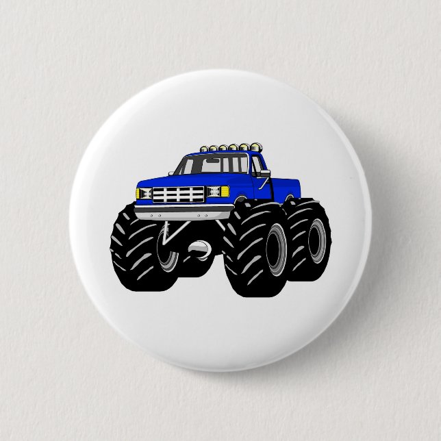 BLUE MONSTER TRUCK 2 INCH ROUND BUTTON (Front)