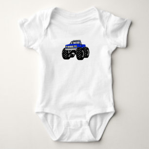 Blue Monster Truck Baby Bodysuit