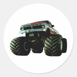Blue Monster Truck Classic Round Sticker