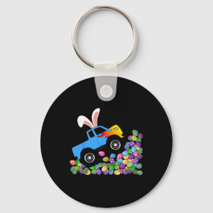 Blue Monster Truck Climbing Easter Eggs Kids Keychain
