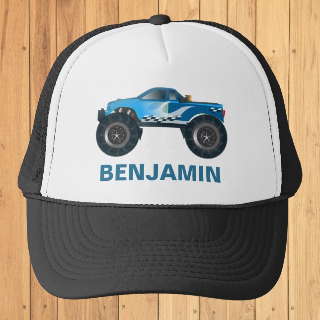 Blue Monster Truck Kids Trucker Hat (Creator Uploaded)